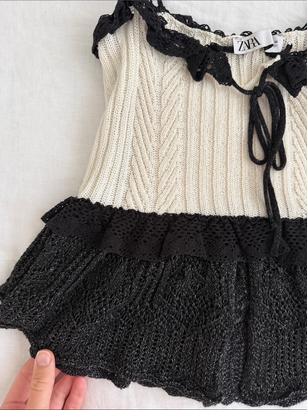 Zara Black and White Knit Tank Top Small - Picture 2 of 2